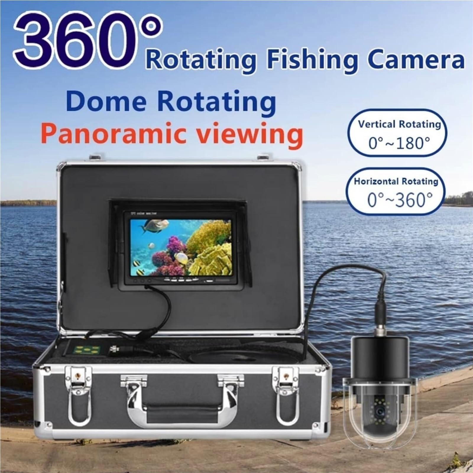 Cámara Submarina, Cámara De Pesca Submarina 7 Pulgadas, Resistente Al Agua, Rueda Domo Giratoria 360 ​​Grados