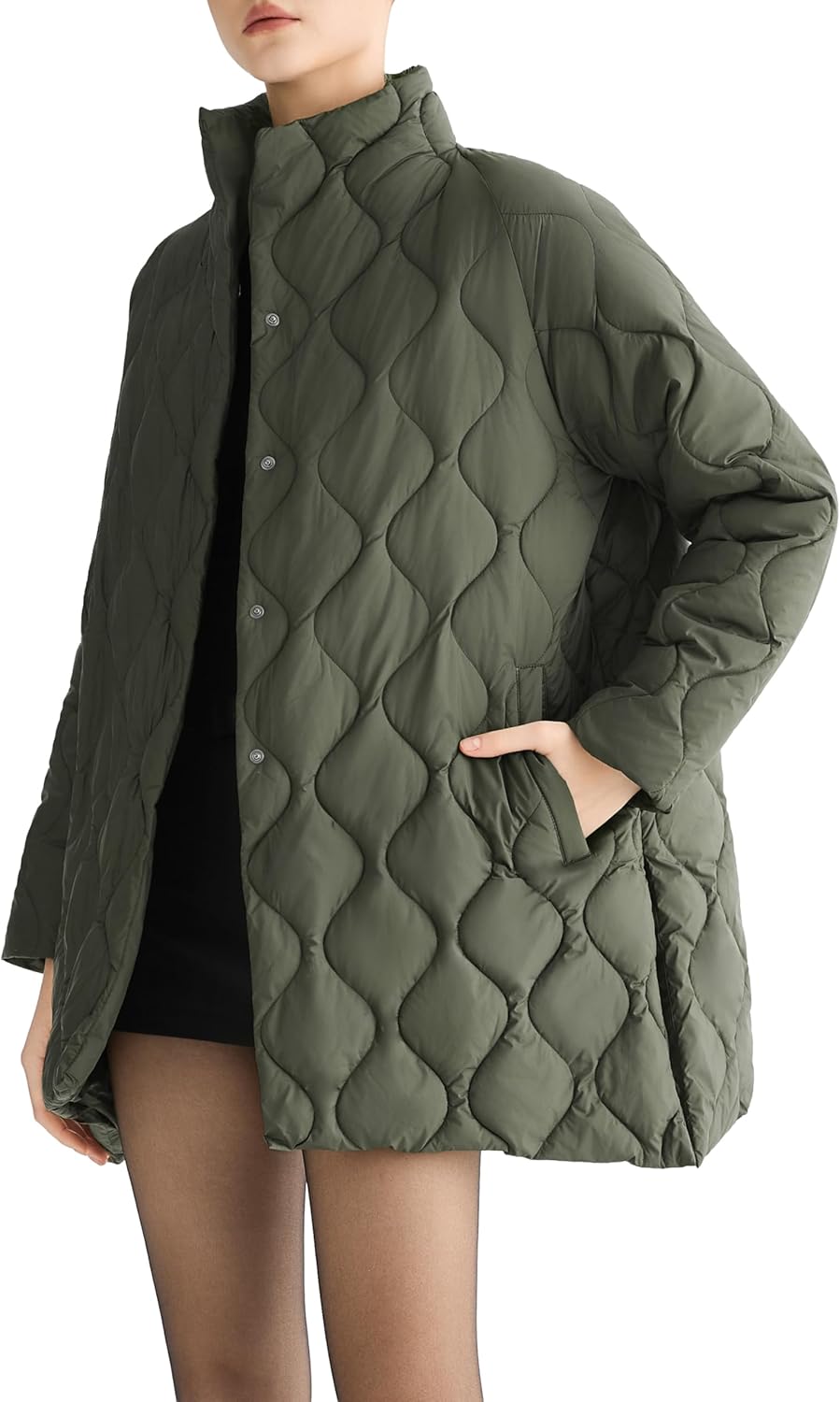 Orolay CHIIONE Womens Quilted Puffer Jacket Winter Coat Lightweight Warm Jackets Oversized Button Puffer Coat with Pockets - Image 4