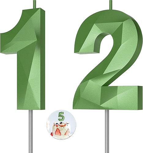 Miniatura 309 de Velas de cumpleaños con número (4 velas rojas) 3D con forma de diamante número Happy Birthday Cake Velas para fiesta de cumpleaños, boda, decoración