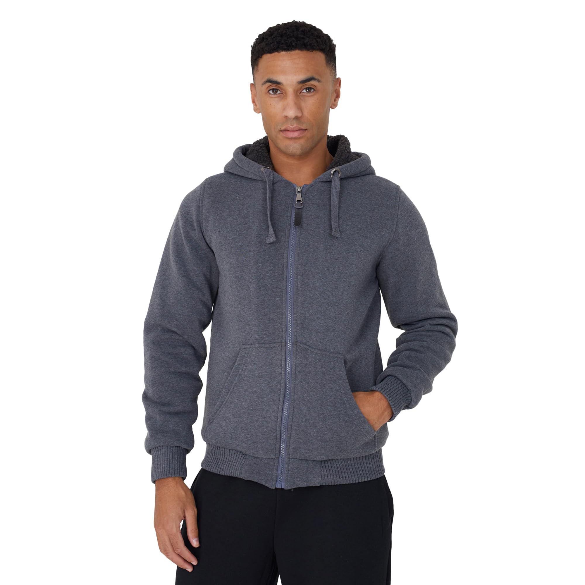 Brave Soul Men's Charcoal Zone Zip Through Hoody Jumper