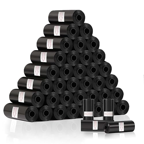 Diboniur 600 Bolsas Caca Perro, Negro, Sin Perfume, 23 x 30 cm, 40 Rollos