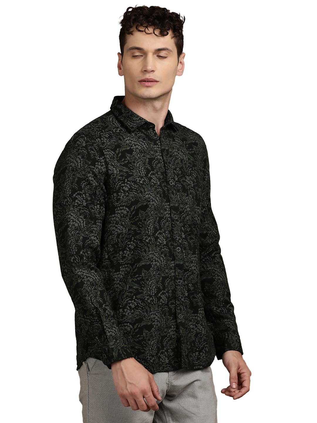 Turtle Camicia casual da uomo in 100% cotone slim fit stampata | Camicia a maniche lunghe con colletto abbottonato | Elegante abbigliamento quotidiano per ufficio e uscite casual