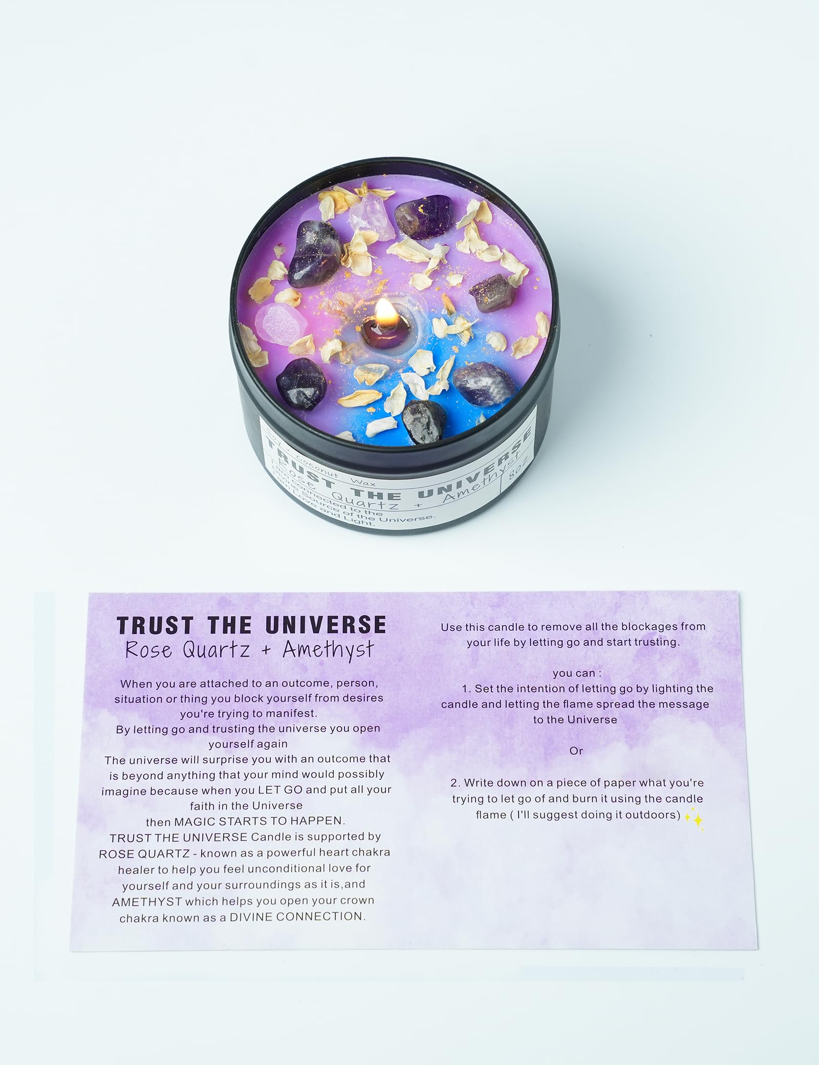 Healing Candles, Manifestation Magical Candles, Energy, Chakras, Law of Attraction, Gifts to Empower Women, Birthday Graduation Gifts, Emotional Support. (Trust THE Universe)