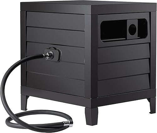 Miniatura 2 de Caja de cubierta de carrete de manguera de jardín de metal, gabinete de caja de almacenamiento de manguera de jardín de acero duradero, capacidad de