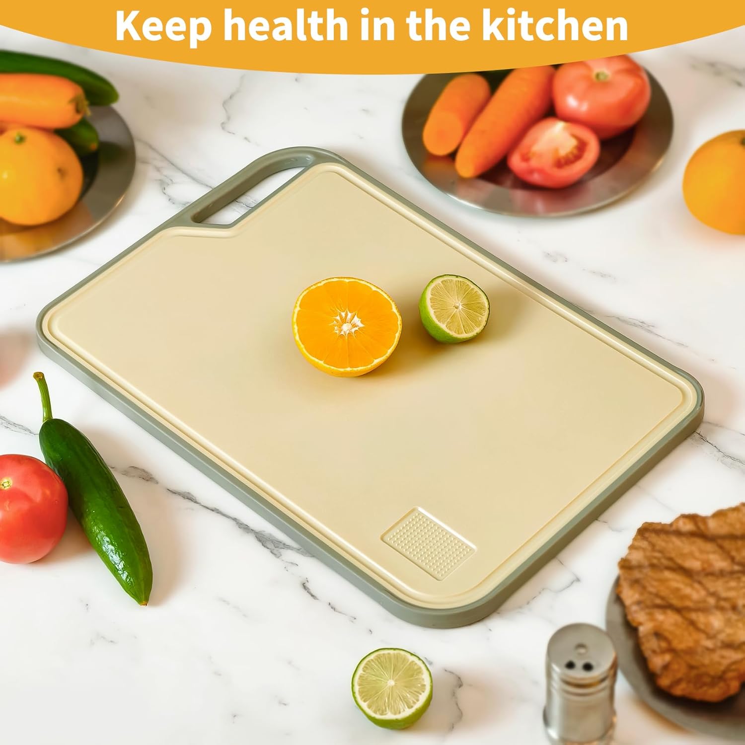 Cutting Board for Kitchen, Stainless Steel Cutting Board Easy to Clean,Double Sided Large Cutting Boards 15.7 X 10.6 inch,Dishwasher Safe
