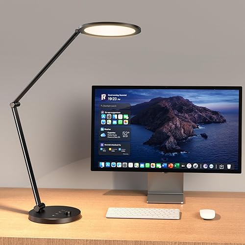 Miniatura 9 de Lámpara de escritorio LED, lámpara de trabajo de computadora de 14 W 1200 LM, luz de escritorio de brazo oscilante de metal, 3 modos de atenuación