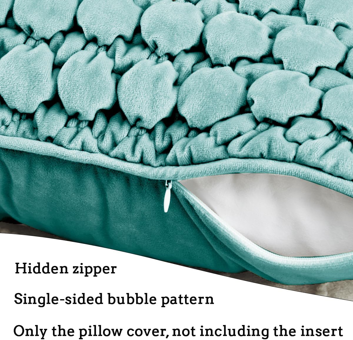 Pillow Cover 26x26 1 Piece Velvet Large Euro Sham Decorative Farmhouse Cushion Covers Soft Bubble Texture for Couch Sofa Bedroom Living Room,Blue Green