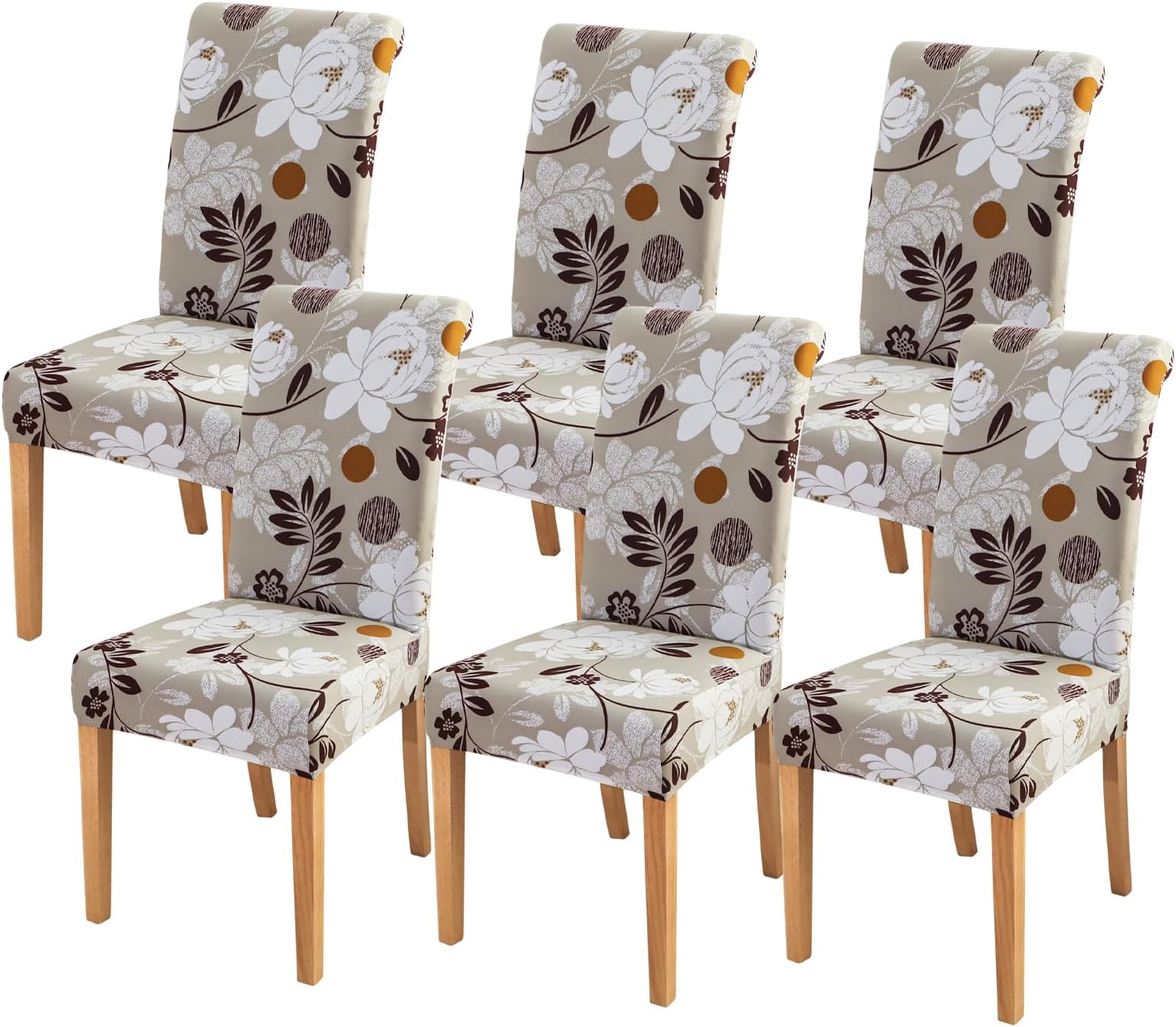 FORCHEER Dining Chair Cover for Dining Room Set 6 Pack Printed Seat Slipcovers for Office Computer Chairs Protector Wedding Banquets Party