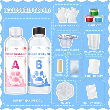 Liquid Silicone for Taba Squishy Kit - 200g 1:1 AB Ratio Mixed Super Soft Silicone Rubber for Squishy Maker, Perfect DIY Stress Relief Gift Making Kit for Taba Squishy, Taba Bear, Flocking Cat's Paw