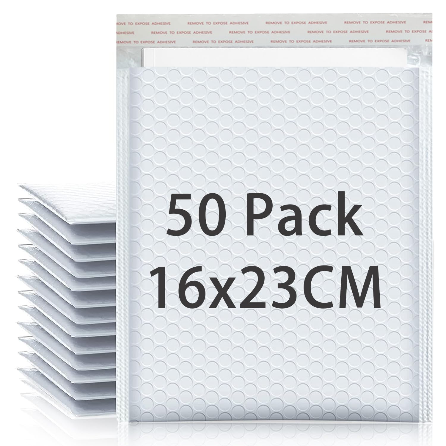 WYIPOLZI 50pcs Bubble Mailers, A5 Padded Envelopes Packaging Bags, 18x23cm Poly Bubble Mailers, Self Seal Bubble Envelopes for Shipping, Mailing, Packaging (White)