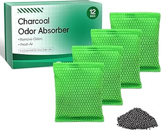 Aoketch Nano Mineral Crystal Activated Charcoal Bags Odor Absorber Activated Air Purifying Bags Natural absorber for shoes car refrigerator (12 packs/55 grams)