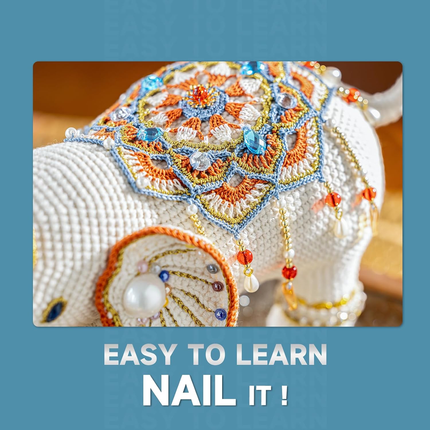Susan's Family Prosperity Majestic Elephant Crochet Kit Advanced Beginners | All-in-one Elephant kit with video tutorials and elegant color design for home or gift collectible display