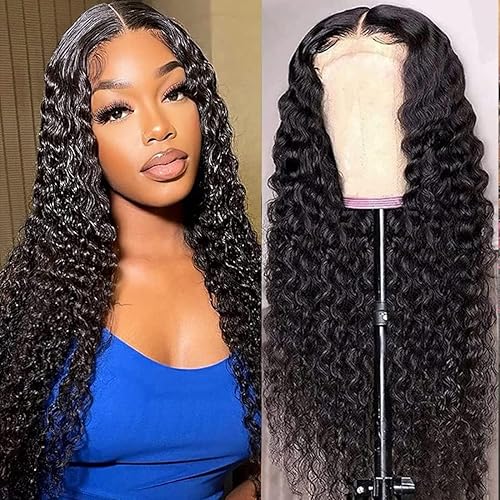 Pelucas de encaje frontal de cabello humano ondulado profundo 13x4 peluca frontal de encaje prearrancada con abuelitos, pelucas de cabello humano
