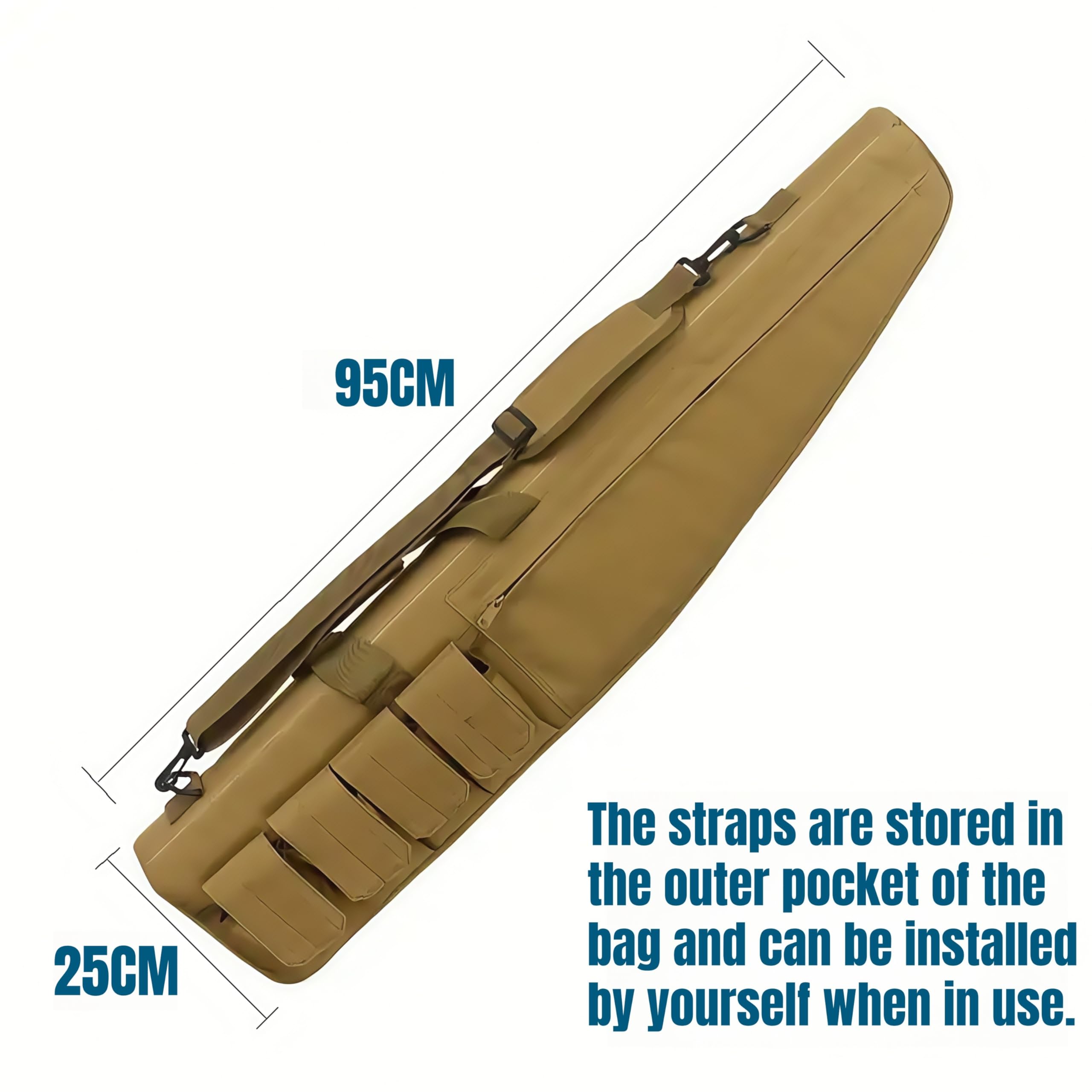 95cm Jeu de Guerre Militaire Sac de Pistolet Tactique Durable Antidérapant Résistant à l'eau Équipement de Chasse Pistolet à air comprimé Étui de Protection (5 Couleurs en Option)