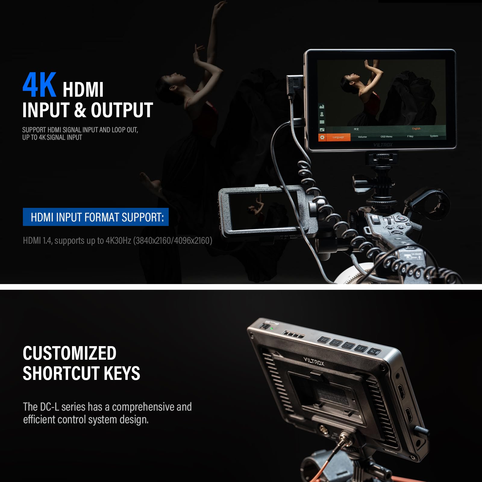 VILTROX DC-L2 7 Zoll Kamera Monitor - 4K Touchscreen Mit SDI/HDMI