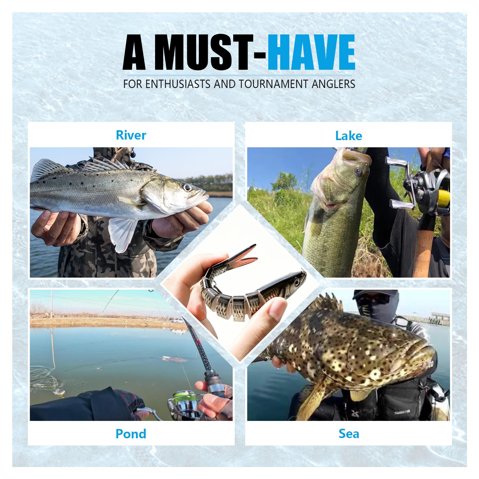 Lebensechte Angelköder für Barsch, Hecht, Zander, Crappie, Jointed Swimbaits, langsam sinkende Angelköder für Süß- und Salzwasser, mit Angelbox, tolles Geschenk für Männer und Familie, 6 Stück