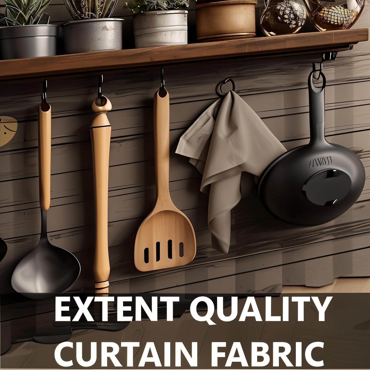 Printed Kitchen Sink Curtain, 150cm x 70cm, Polyester, Leaf Pattern, Light-filtering, Rod Pocket Top, Brown — Amazon image 4