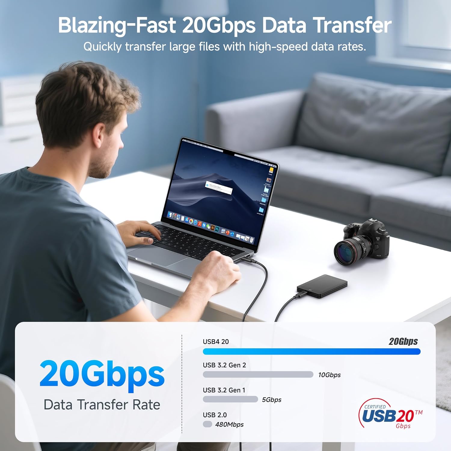 Cable Matters [USB-IF Certified] 20 Gbps USB C to USB C Cable / USB4 Cable - 6ft, Supports Up to [4K@120Hz Video, 100W Charging, 20Gbps Data Transfer], Black 6 Feet Black image 3 of 7 B08G9N6HSG