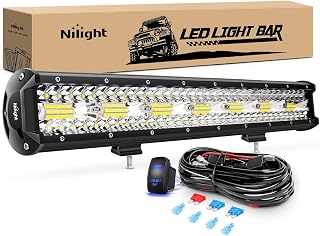Nilight 20 Inch 420W LED Light Bar Triple Row Flood Spot Combo 42000LM Driving Boat Led Off Road Lights with 12V On/Off 5 Pin Rocker Switch 16AWG Wiring Harness Kit, 2 Years Warranty