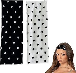 Urvara 2PCS Bandanas for Women, Stretchy Wide Headband for Active Women, Hair Bands for Sports Yoga, Comfortable Bandana f...
