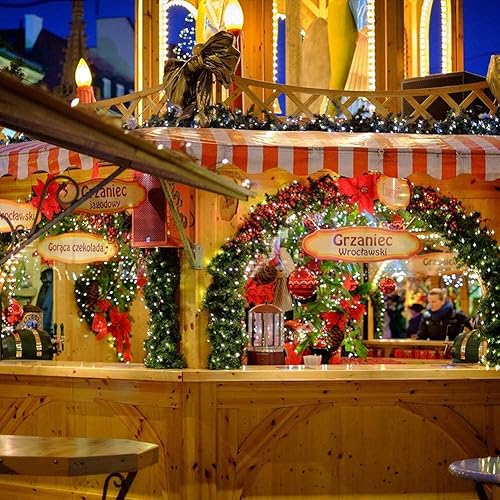 Miniatura 9 de weillsnow Guirnalda de luces blancas de Navidad enchufables, 200 luces LED de 66 pies, impermeables, 8 modos con memoria para exteriores,