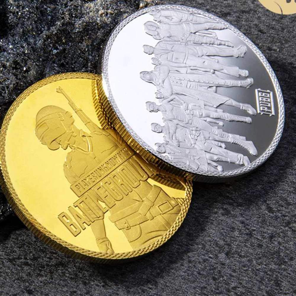 Amazon.co.jp: ゲームPUBGコインコスプレ小道具ゴールドシルバープレート記念コインチャレンジコイン-シルバー : 家電＆カメラ