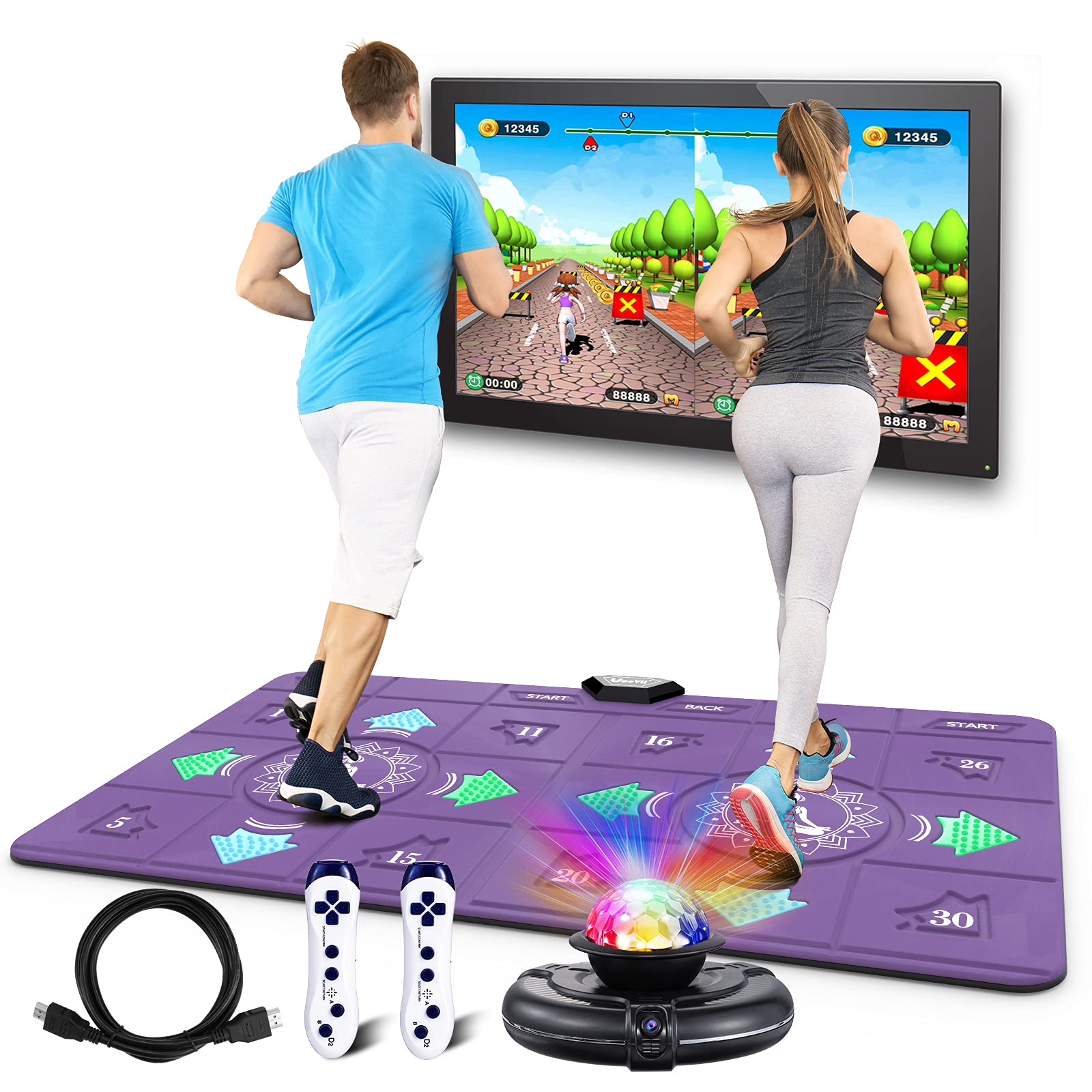 UeeVii Dance Mat for Kids and Adults, Musical Dance Floor Mat w/ HD Camera Game Multi-Function Host,Wireless Handle,Double Classic Dancer Blanket Pads,Yoga Fitness,HDMI Interface for TV,Non-Slip