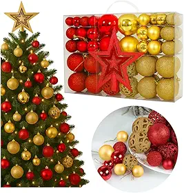 BEMMY Kit 101 Enfeites de Bolas de Natal, Decoração de árvore de Natal, Enfeites para Festa e Casa (101, Mistura de cores). A única Loja Autorizada é a "Bemmy-BR".