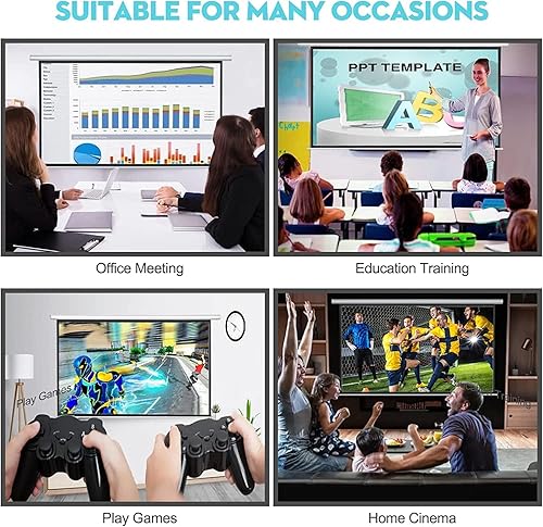 Miniatura 2 de DINAH Pantalla de proyector eléctrica de 84 pulgadas con control remoto, caída automática de aire para interiores, proyección motorizada 4K 3D HD