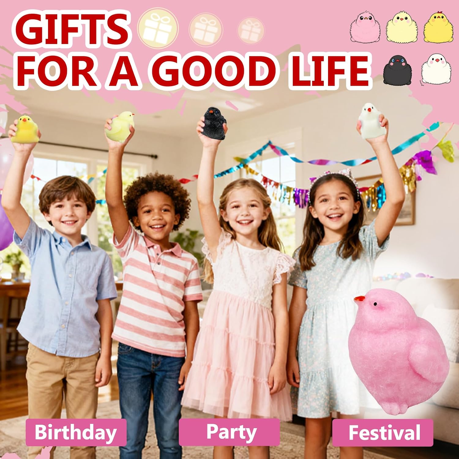 5Pcs Taba Squishy Chicken Shape Toys, Handmade 5 Colo Chick Squishy Toys, Anxiety Relief Sensory Fidget Toys，Stress Relief Toys Adults & Children's Anxiety Stress Relief Toys