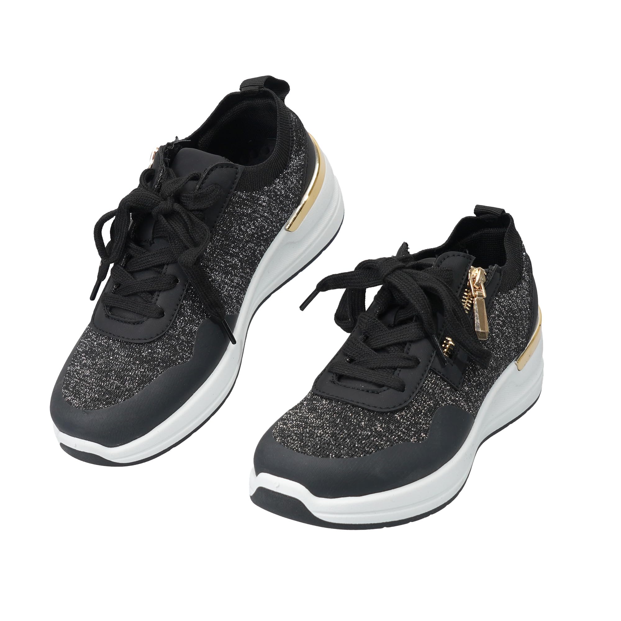 JOMIX Damen Sneaker mit Reißverschluss Atmungsaktives Flyknit Obermaterial Turnschuhe Casual Sportschuhe für Alltag