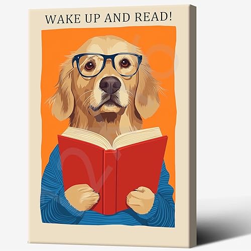 Miniatura 11 de Póster vintage de lectura de animales, arte de pared estético, arte de pared retro divertido e inspirador con citas inspiradoras para mascotas,
