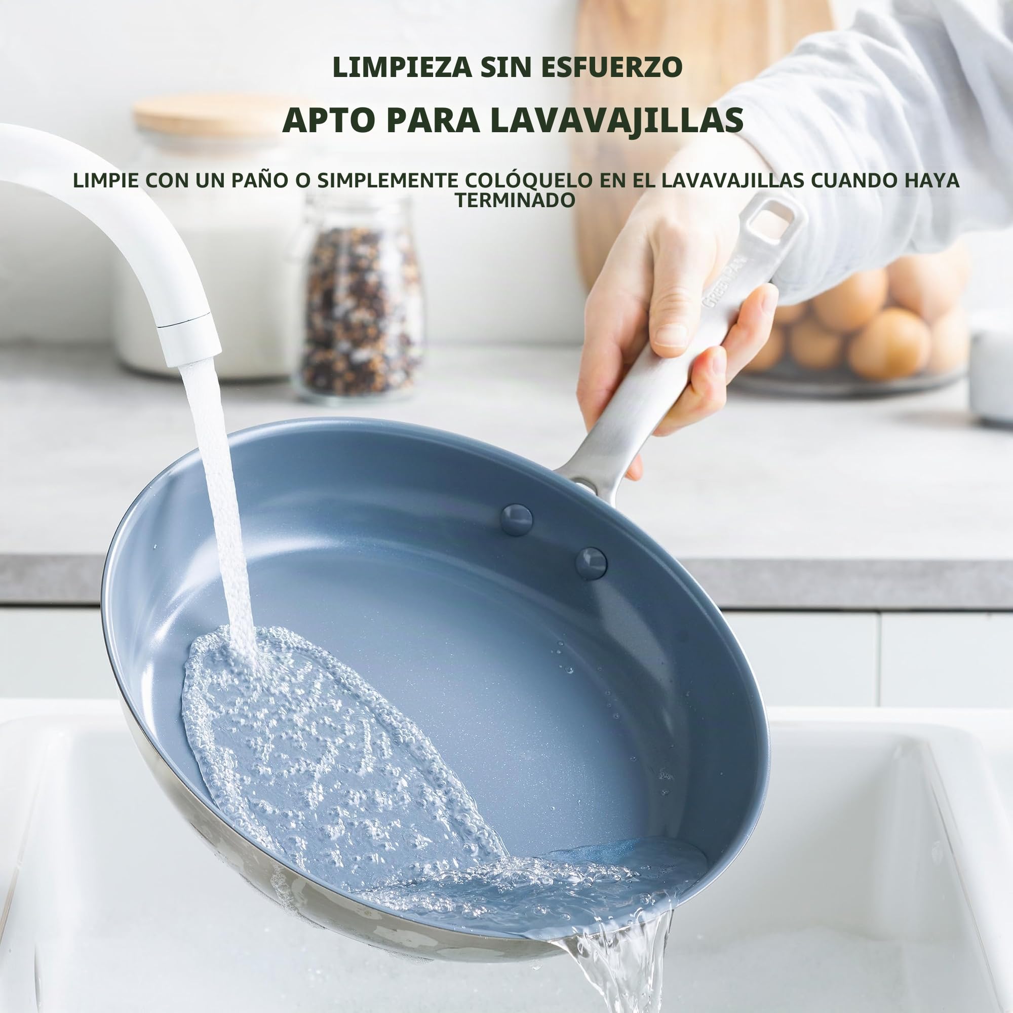 GreenPan Treviso Juego de 10 Ollas y Sartenes de Acero Inoxidable con Revestimiento de Cerámica Antiadherente, Incluye Sartén Cacerola y Ollas, Sin PFAS, Apto para Inducción, Horno y Lavavajillas,Gris