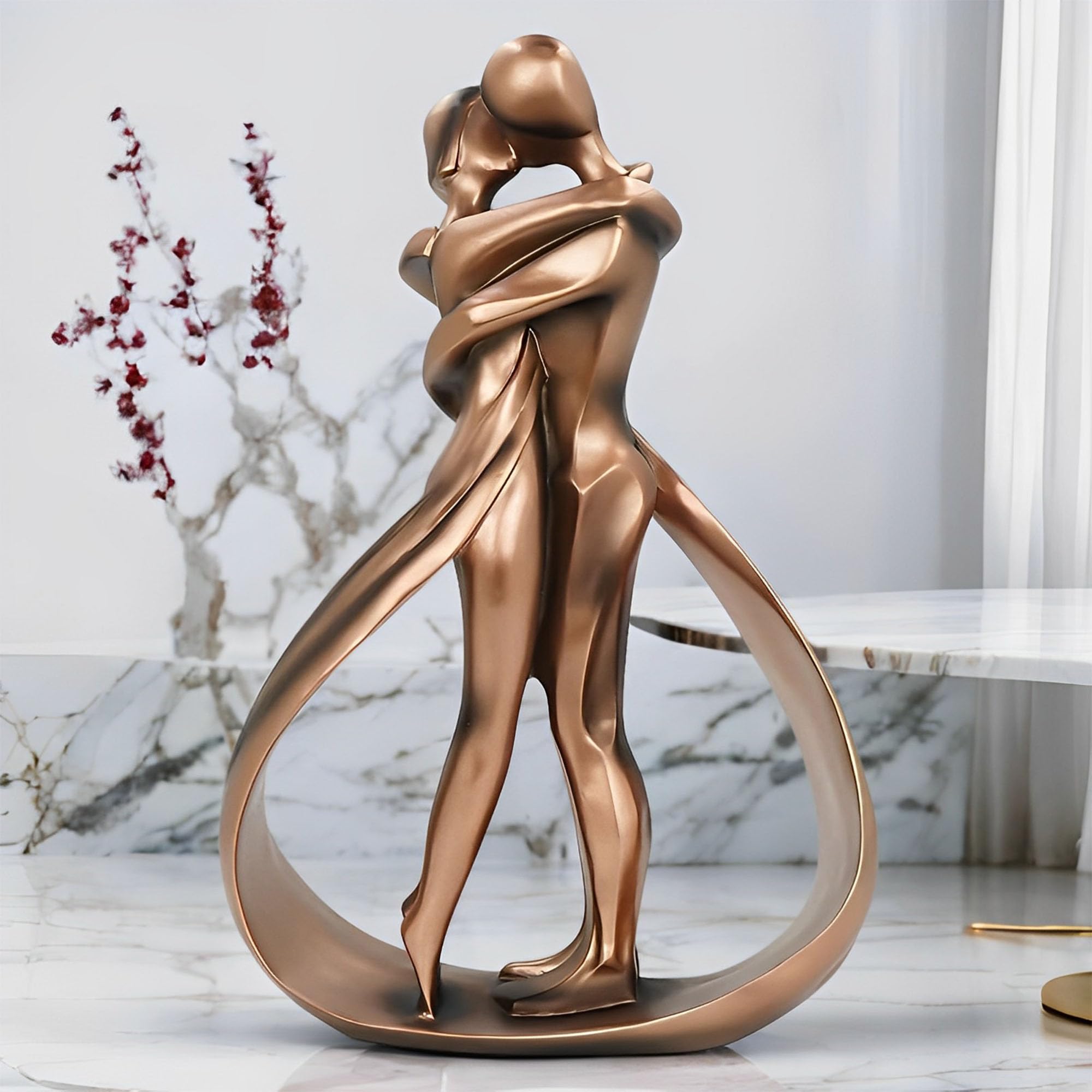 CINY Affectionate Couple Art Resin Statues, Couple Hug Kiss Figurines, Resin Home Desktop Ornament, Wedding Anniversary Sculptures for Women Men, Abstract and Creative