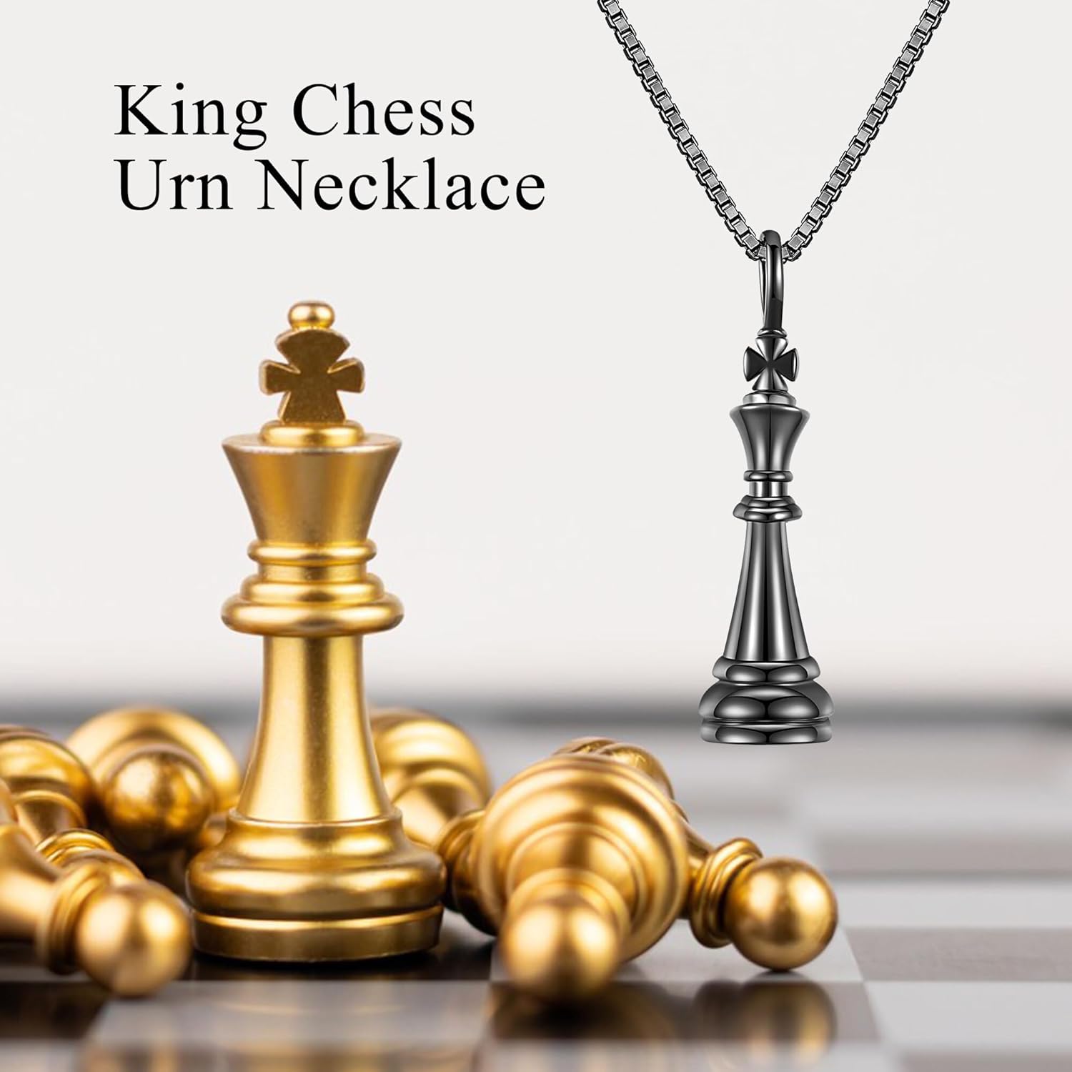 YAFEINI King Chess Urn Necklaces for Ashes 925 Sterling Silver Chess Cremation Necklace for Ashes of Loved One Cremation Jewelry for Men Women - Image 5