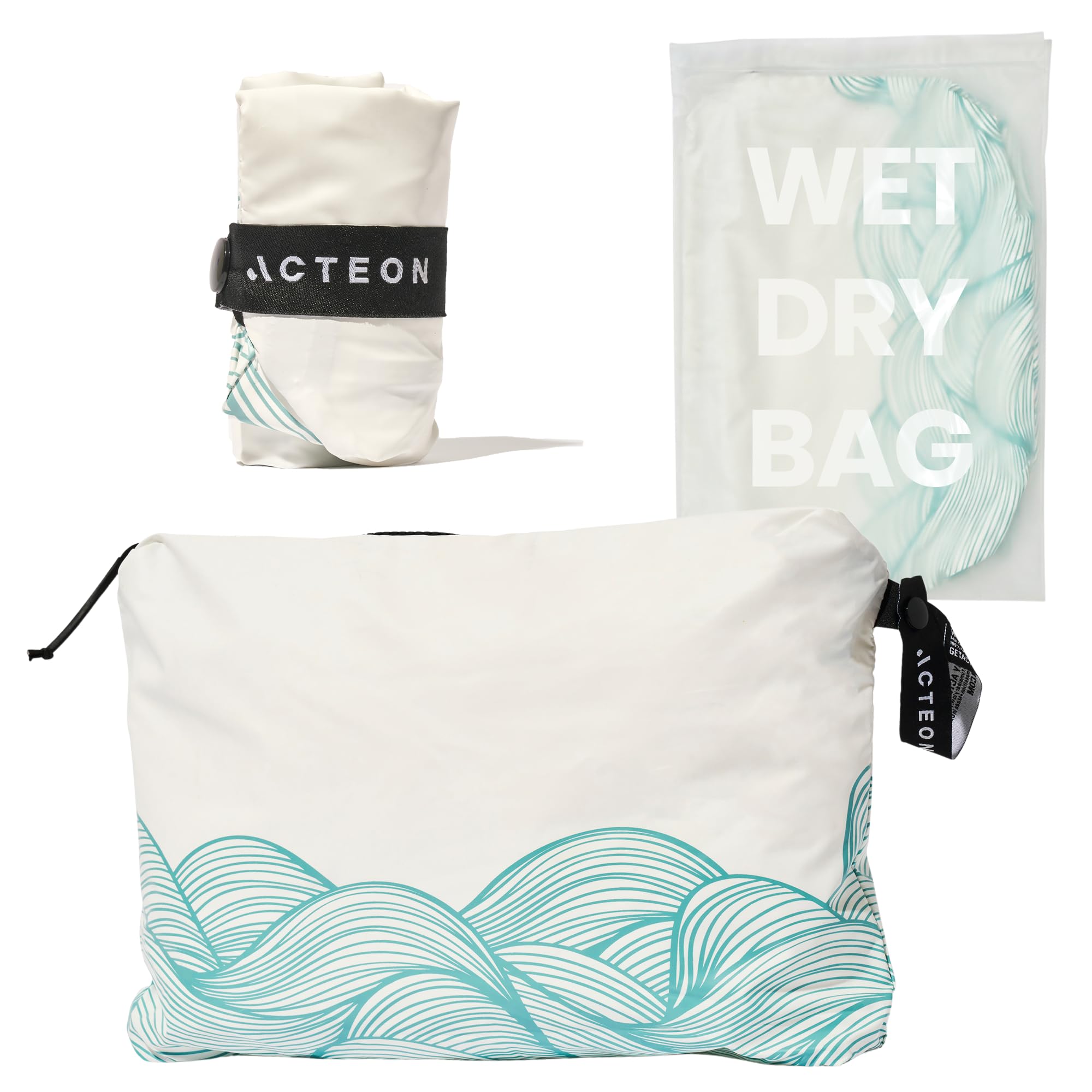 Acteon Wet Dry Travel Bag, Splash Water-Resistant & Heavy Duty Zipper Reusable Bags, Small Pocket-Friendly Pouch for Cloth Baby Diaper, Dirty Laundry Clothes, Swimsuit, Toiletries, Beach, Pool & Gym