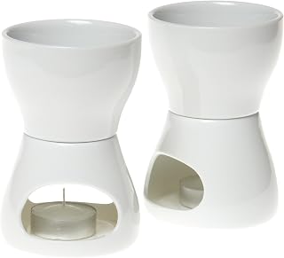 Norpro 213 Porcelain Butter Warmer 2-Piece Set with Tea Lights for Seafood Sauces