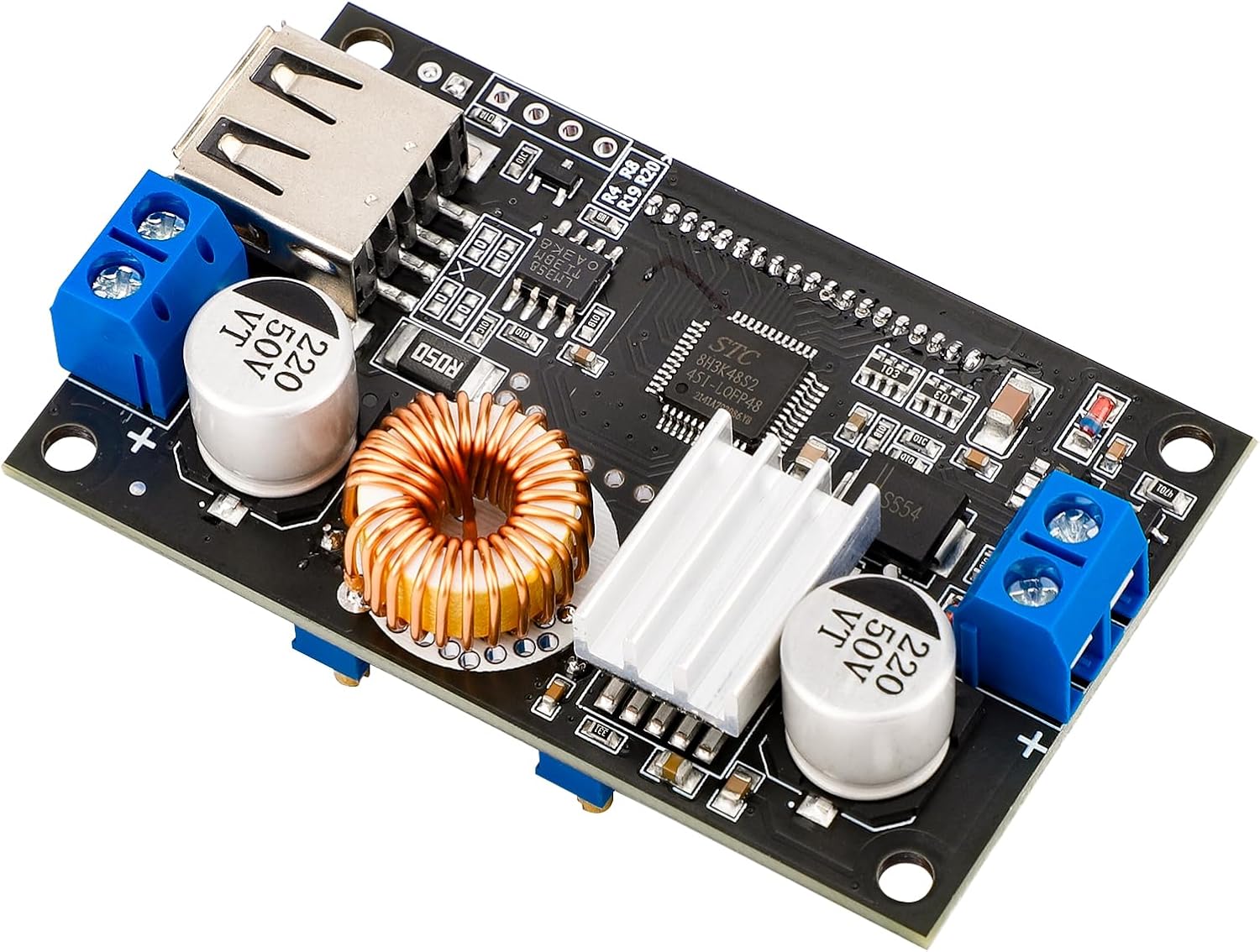 DROK DC Adjustable Buck Converter 2pcs, 24v to 12v Step Down Converter Voltage Regulator 6V-32V to 1.5-32V 5V 5A LCD Power Supply Volt Reducer Step Down Transformer with USB Port and Protective Case