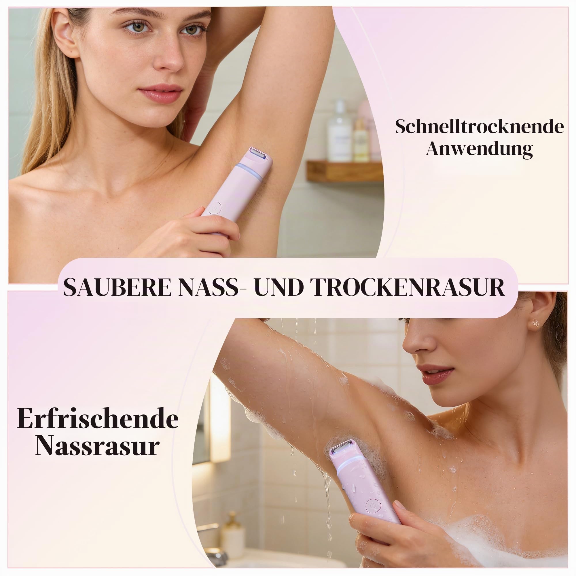 BarberBoss 2-in-1 Damenrasierer für Frauen, Bikini- & Gesichtshaarentferner, Doppelkopf Körper- und Gesichtstrimmer (Rosa) | Bikini- & Gesichtshaarentferner-Kit, Doppelkopf-Gesichts- und Körper-Trimmer, Präzisionslicht, Wiederaufladbar