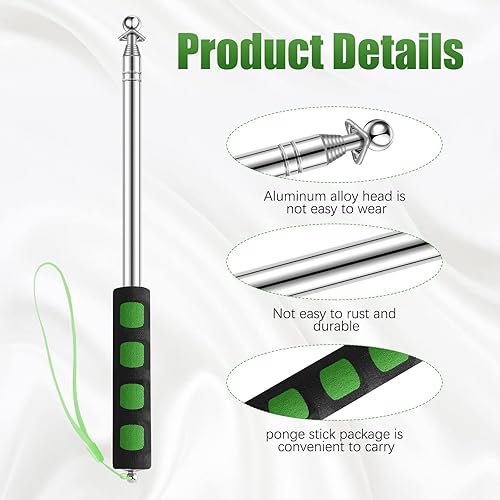 Miniatura 3 de Zonon 8 barras de bandera retráctiles portátiles de colores surtidos con clips, poste extensible telescópico de acero inoxidable de 5 pies para guía