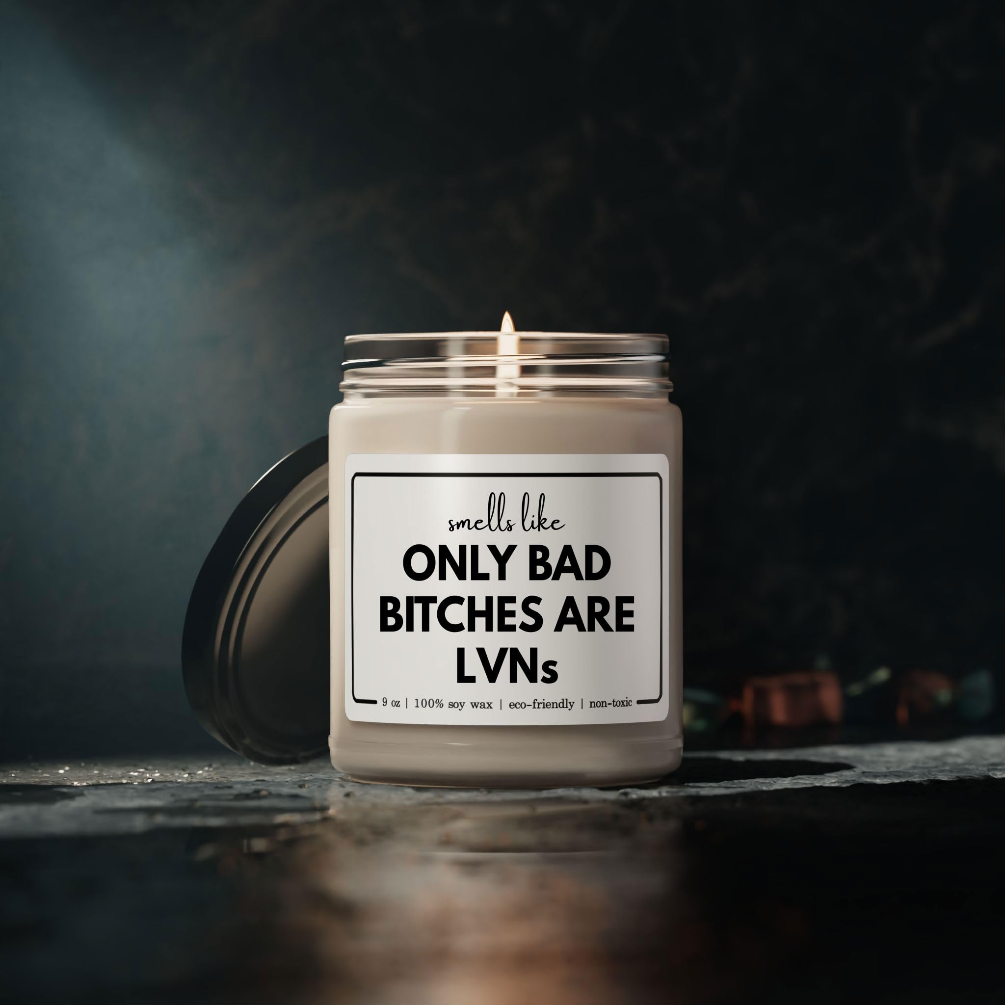 Only Bad Bitches are LVN Candle Funny Gifts for Licensed Vocational Nurse Staff Employee Boss Manager Women Sarcastic Cute Birthday Appreciation Graduation, 9oz Cinnamon Vanilla