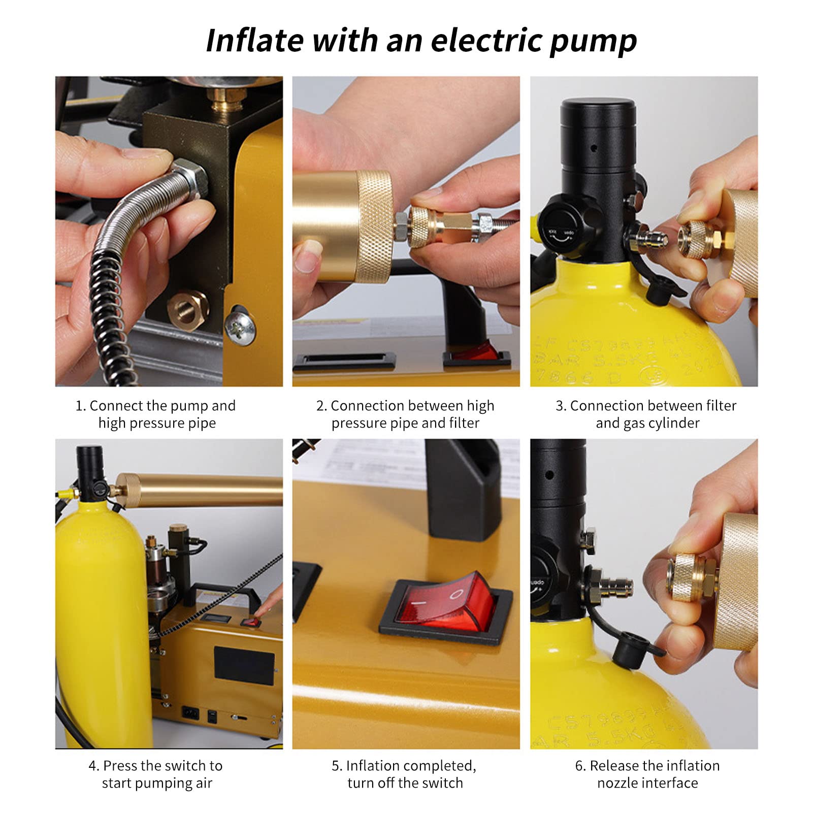 RiToEasysports 4L Portable Tank, Adjustable Shoulder Straps, Valve for Diving Breath Training, 40 to 60-Minute Breathing Duration (Yellow)