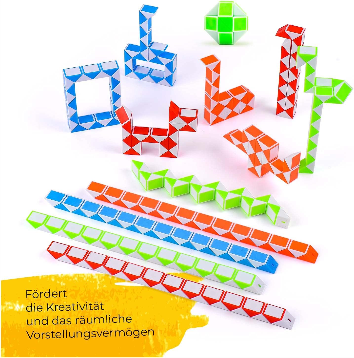 Magicat Premium Magic Snake Set - 12 Magic Snake Cube Set - Perfect as Party Favors for Kids, Goodie Bag Stuffers, Classroom Prizes, Pinata filler, Birthday Gift for Boys and Girls, Twist Puzzle