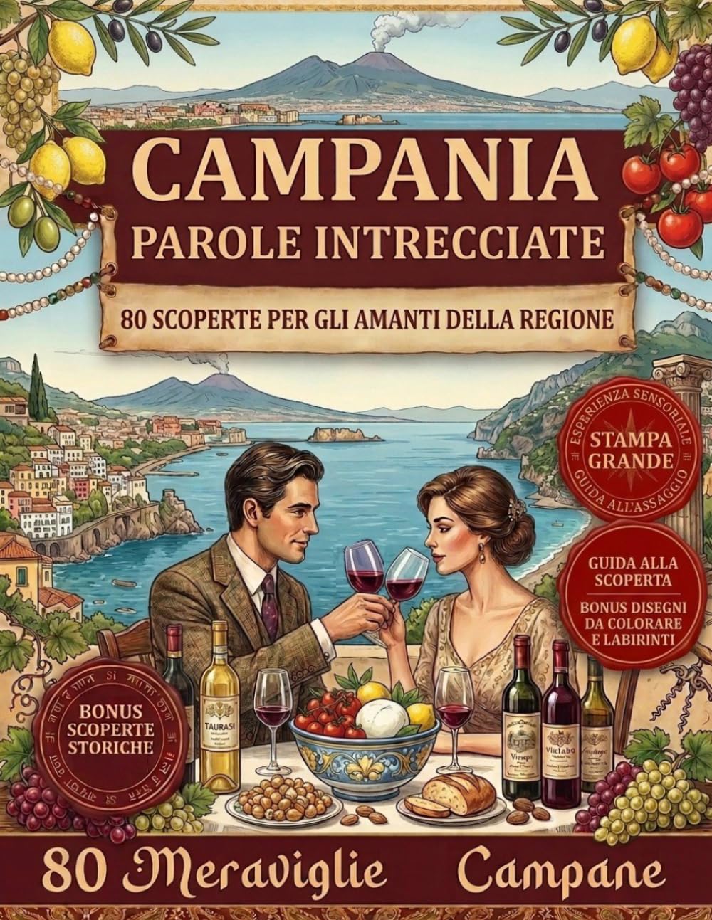 La Campania - Parole intrecciate: 80 Schemi Tematici, Crucipuzzle e Disegni da Colorare per Scoprire la Magia del Sud - Stampa a Caratteri Grandi