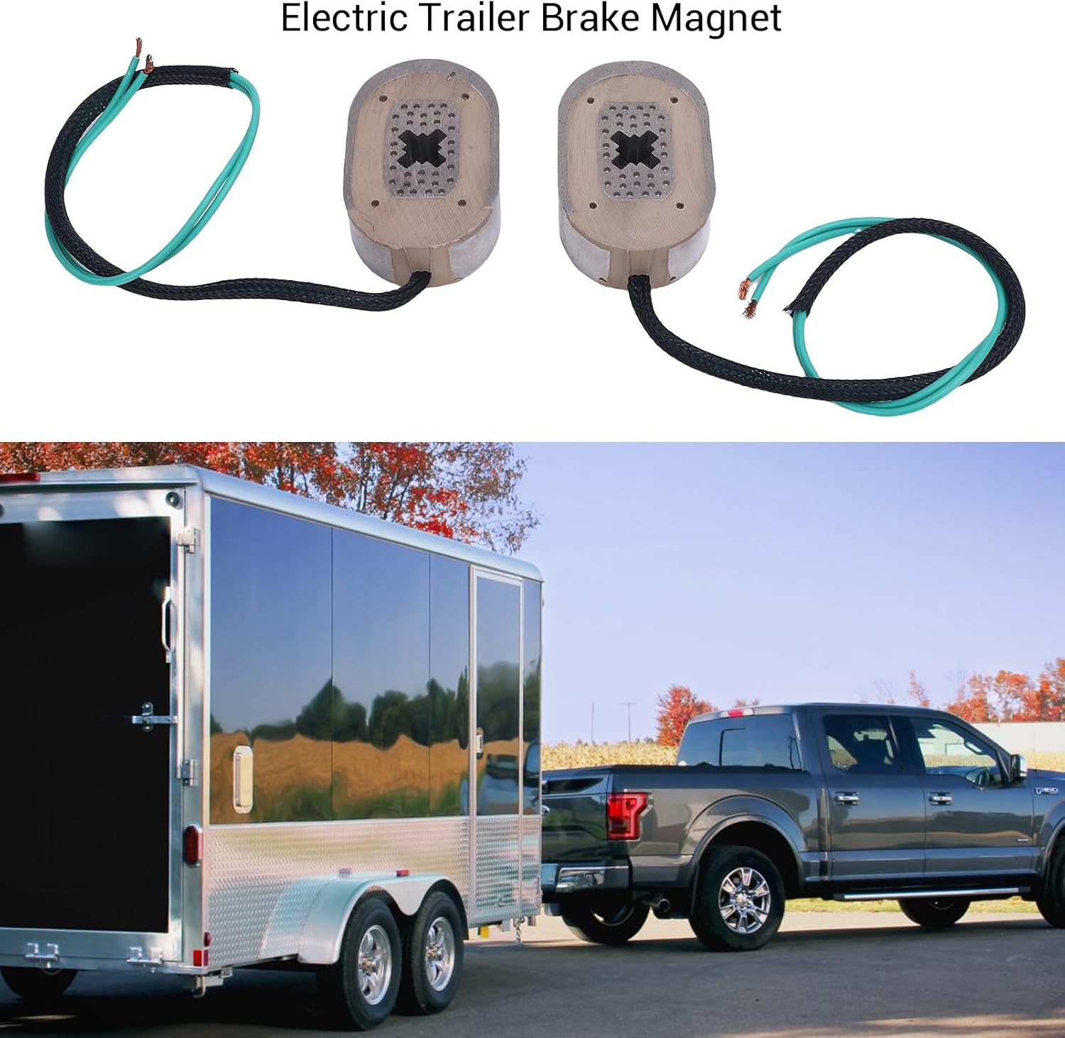 Qqmora Electric Trailer Brake Magnet 12V Enhanced Braking Efficiency Long Lasting Performance Universal Fit for RV and Electric Trailers 2PCS Wearproof Metal (10 Inch)