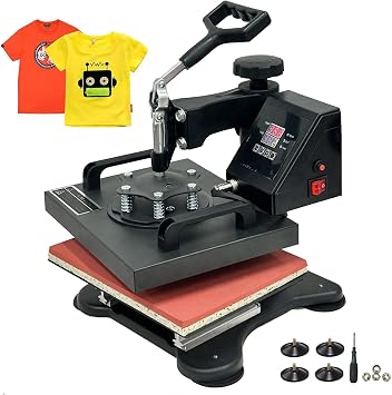 Heat Press Machine 1000W, 30 25 cm Heat Press with Digital Control, 360 Degree Swivel Heat Press Machine Multipurpose T-Shirt Press Machine with Dual Heating Tubes for T-Shirt Pillows Mouse Pads Tote