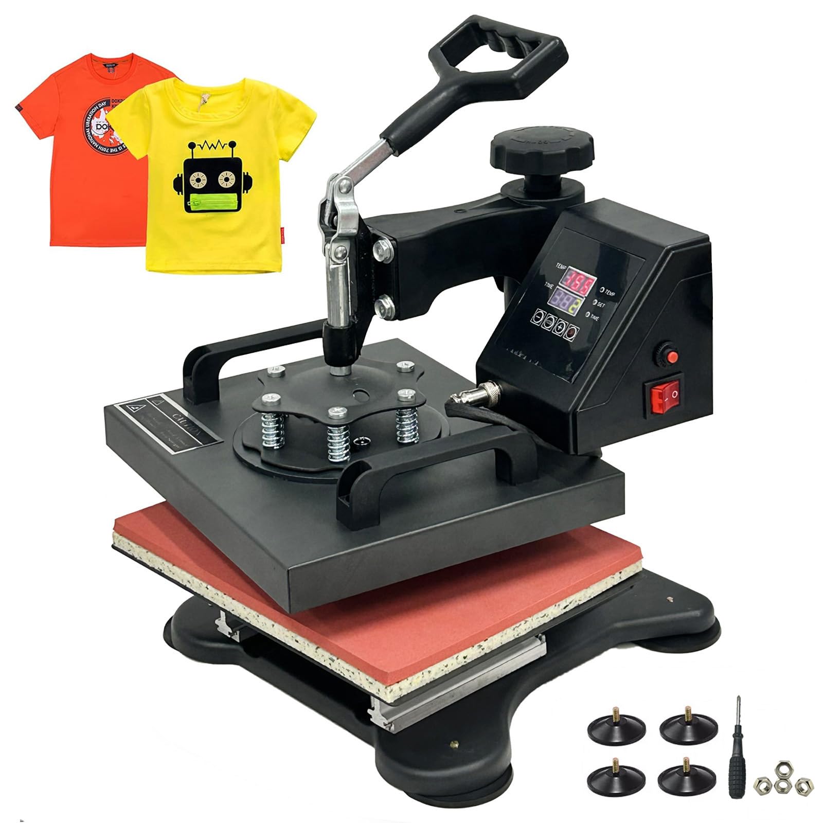 Transferpresse 25x30CM Hitzepresse Heißpresse Heat Press Machine Tassenpresse Textilpresse Mulitifunktional Sublimation Wärmepresse Maschine 360 Grad für T-Shirts