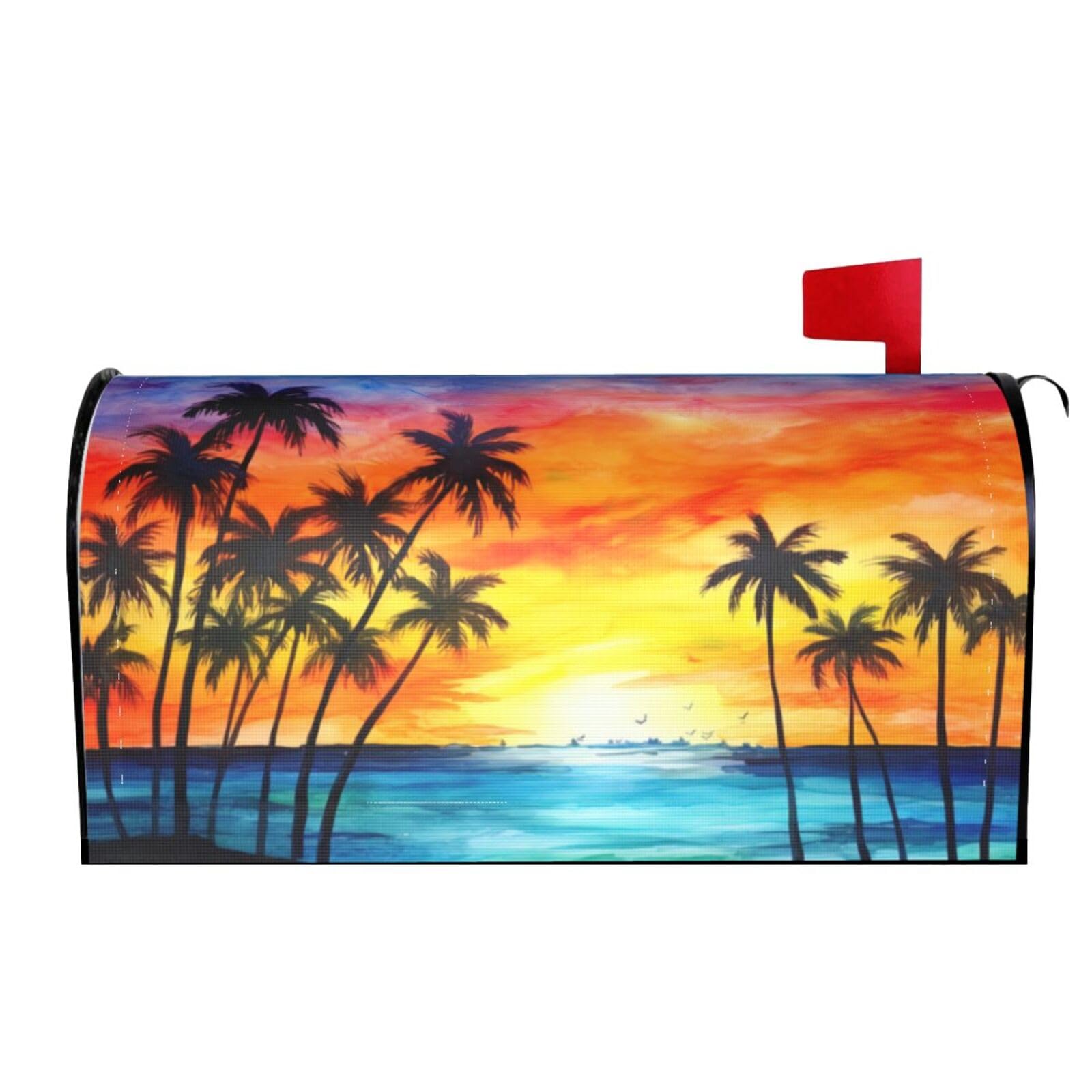 Palm Trees Silhouette at Sunset 02 Mailbox Covers Magnetic Wraps Post Letter Box Cover Garden Home Decor