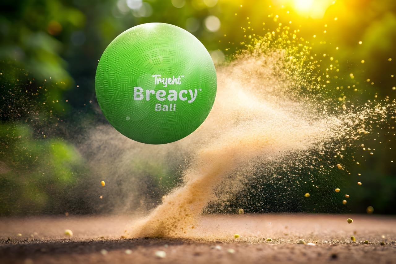 Self Inflating Ball 5", Rubber New Feel Breacy Ball, Hi Bouncy, Never Need Pump, Neon Green, Playground Balls, Handball, Dodgeballs, Picnic and School Play in and Outdoor