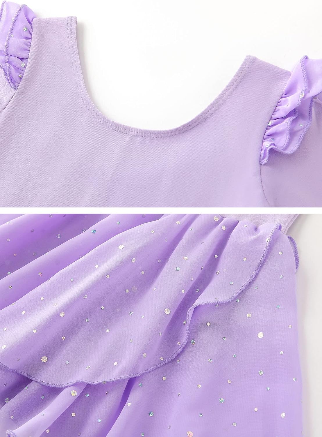 danswan Toddler Girls Long Sleeve Ballet Leotards Dance Dresses Tutu Outfit Ballerina with Glitter Skirt - Image 7